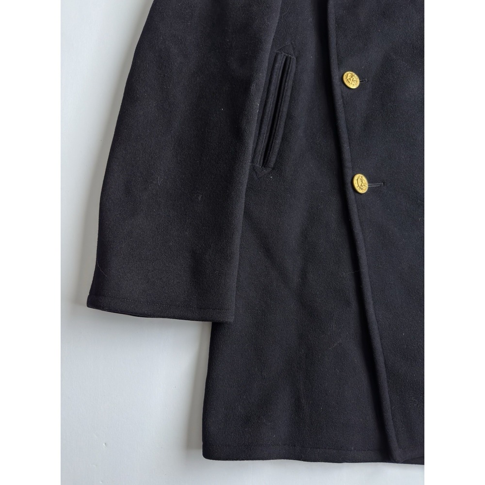 VTG U.S. Navy Mens Double Breasted 100% Wool Gold Button Peacoat Navy Blue 38XL - Picture 3 of 13